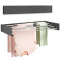 Wall Mounted Clothes Drying Rack 32", Foldable Wall Mount Laundry Rack Folding Indoor, Drying Rack Clothing Collapsible, Hidden Space Saver with Wall Template, 5 Rods, Black