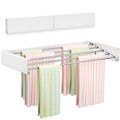 Wall Mounted Clothes Drying Rack 23.6", Foldable Wall Mount Laundry Rack Folding Indoor, Drying Rack Clothing Collapsible, Hidden Space Saver with Wall Template, 5 Rods, White