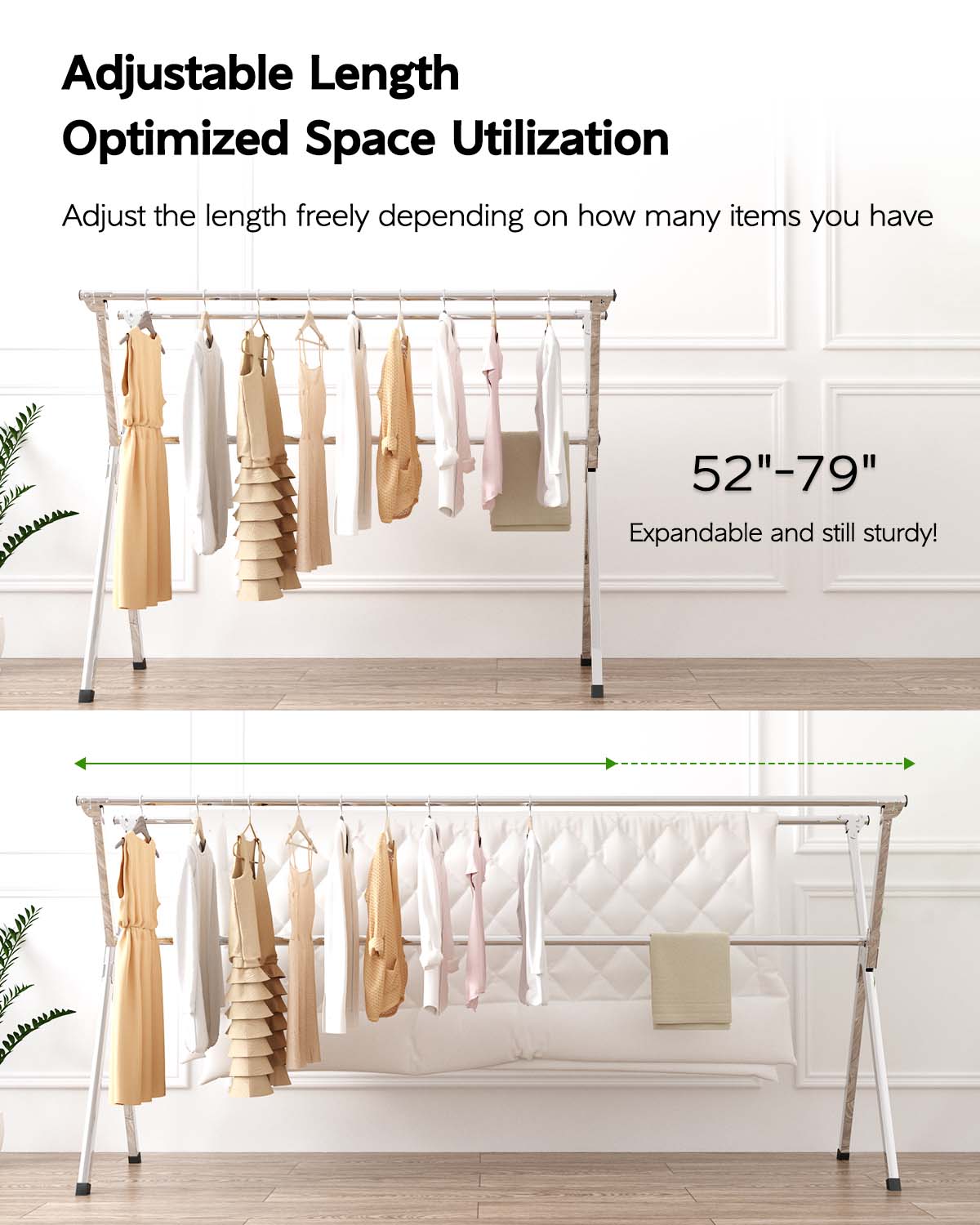 Clothes Drying Rack 79 Inches Folding Indoor Outdoor, Drying Rack Clothing Collapsible, Foldable Laundry Drying Rack, Heavy Duty Stainless Steel Clothesline, Garmet Rack, 20 Hooks 12 Clips